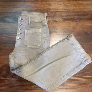 American Eagle High Rise Wide Leg Green Crop Pants